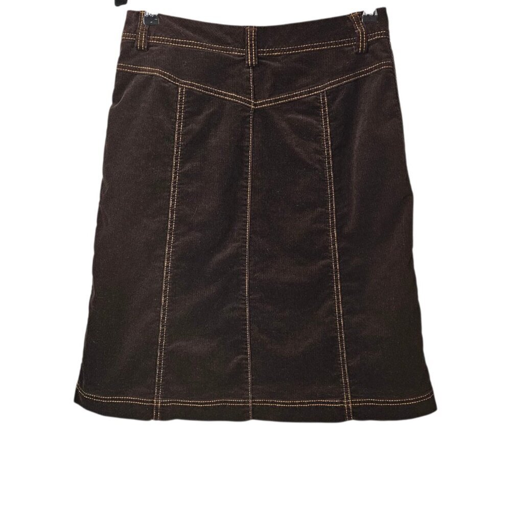 Eddie Bauer Corduroy Vintage Y2K Chocolate Brown A-Line Retro Cotton Blend Skirt - Picture 7 of 9